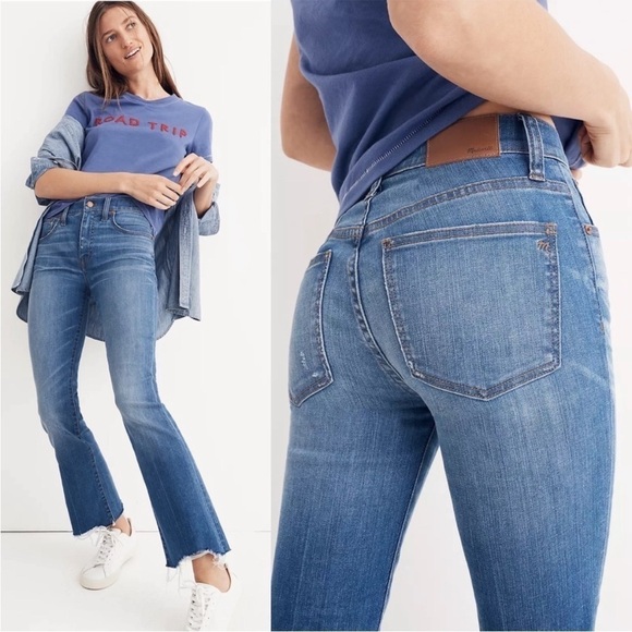 Madewell Cali Demi-Boot  Destructed-Hem Edition Women’s Jeans - Picture 1 of 15